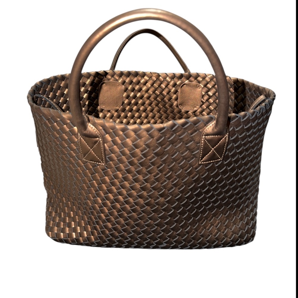 Elegant‎ Brown Woven Vegan Leather Tote Bag